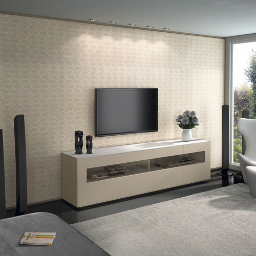 MUEBLE TV PUERTAS LACADAS Y CRISTAL